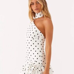 Peppermayo White and Black Polka Dot Dress